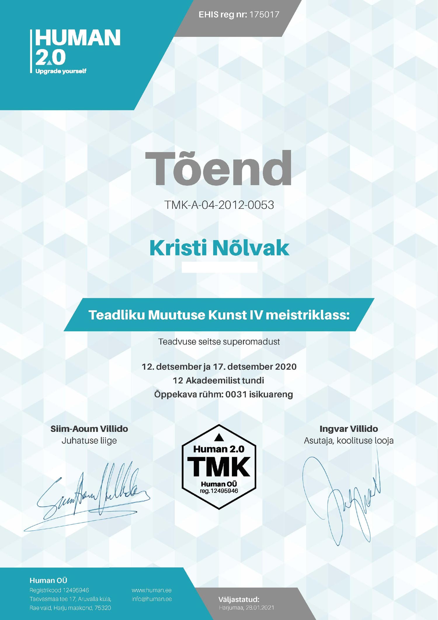 Teadliku Muutuse Kunst IV Meistriklass